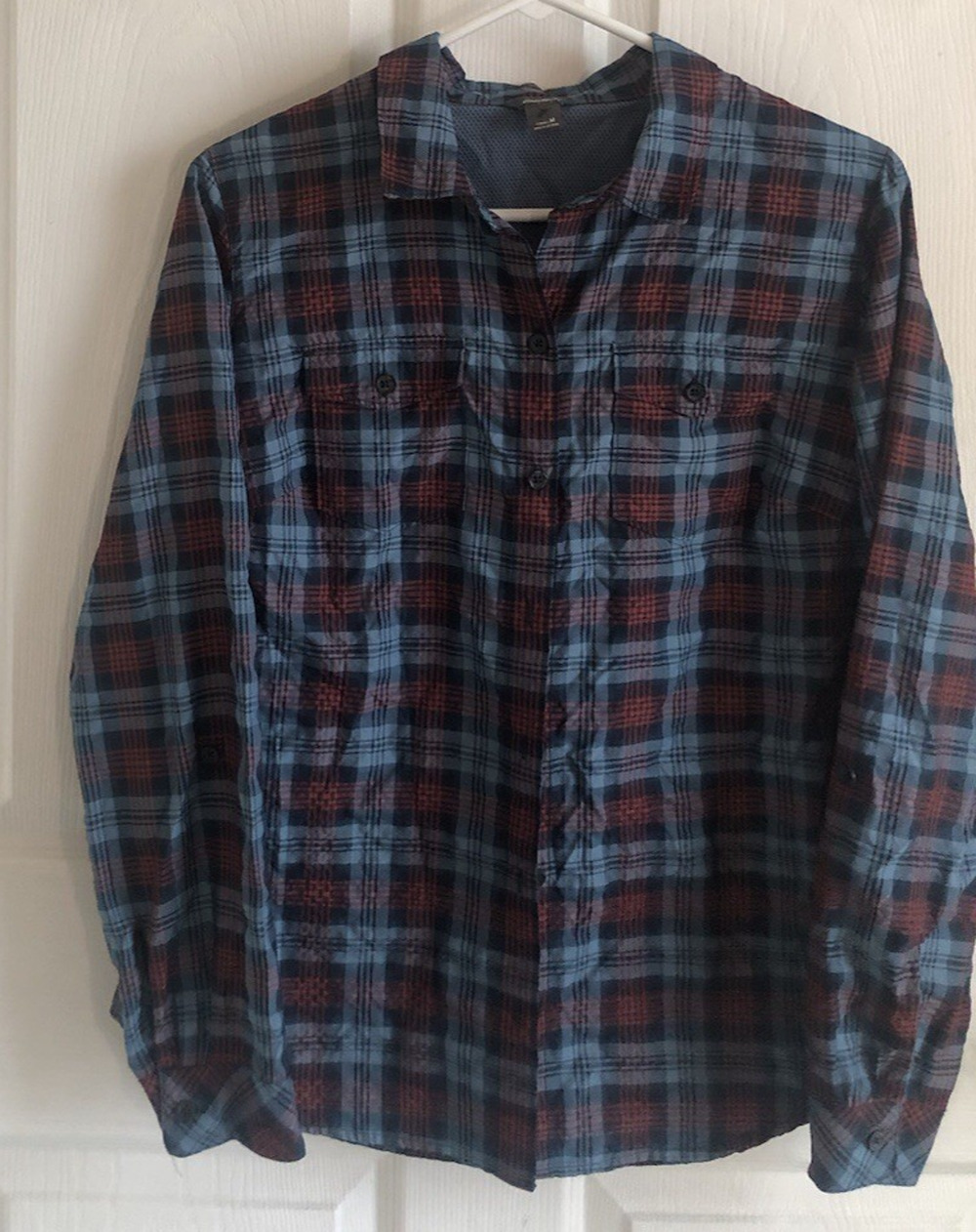 Eddie Bauer Womens M Expedition Flannel button up long sleeve Moisture wicking